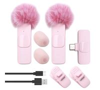 Pesderty Micrófono de Solapa Inalámbrico, Portátil, para Grabación Audio y Video, Mini Micrófono para PC, Cámara, Juegos en, Teléfono