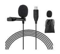 Pesderty MicróFono USB Lavalier 6.6 Ft MicróFono PC Condensador Omnidireccional Lavalier Clip en MicróFono para Computadora, Laptop