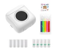 Pesderty Mini Impresora PortáTil para TeléFono, Impresora TéRmica InaláMbrica, Impresora FotográFica, Impresora de Bolsillo Sin Tinta, Impresora Bluetooth, Blanco