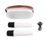 Pesderty Mini MáQuina de Karaoke, Juego de Altavoces Bluetooth PortáTil con 2 MicróFonos InaláMbricos con Luces LED ()
