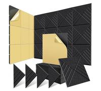 Pesderty Paquete de 12 Paneles AcúSticos Autoadhesivos de 12 X 12 X 0,4 Pulgadas, Paneles de Pared Insonorizados para AbsorcióN de Ruido, Color Negro