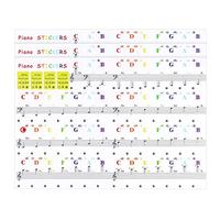Pesderty Paquete de 3 Etiquetas Engomadas de Teclado de Piano para Principiantes para Teclados 88/61/49/37: ExtraíBles y Transparentes