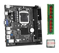 Pesderty Placa Base de Escritorio ITX H61 +I3-3220 +1X DDR3 1600MHz 4G RAM CPU LGA 1155 Compatible con hasta 16GB de RAM Ranuras Tarjeta de Red de 100M