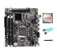 Pesderty Placa Base H55 LGA1156 Compatible con I3 530 I5 760 Series CPU Memoria DDR3 Placa Base+CPU I3 530+Cable SATA+Grasa TéRmica