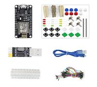 Pesderty Placa de Desarrollo ESP8266 CP2102 Nodecu Lua V3 ESP-12E+Paquete de Componentes+USB una MóDulo de Puerto Serie+65 Puente+Panel