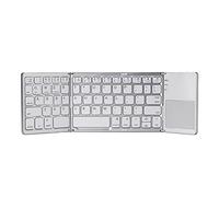 Pesderty PortáTil Mini Teclado Bluetooth Plegable Teclado InaláMbrico Plegable Touchpad para iOS,Android,Windows Tablet Plata