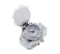 Pesderty Reloj de Cuarzo de Anillo de Dedo Esfera Redonda trebol Blanco para Senora