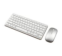 Pesderty Teclado InaláMbrico Bluetooth RatóN Teclado de Modos Teclado Recargable Soporte de RatóN Tableta Computadora PortáTil Plata