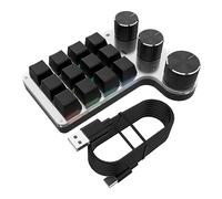 Pesderty Teclado MecáNico DIY Programable RGB 12 Teclas 3 Perillas Teclado Macro Personalizado Teclado Bluetooth Hotswap Negro