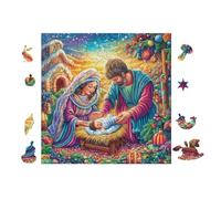 Pesebre at Christmas Rompecabezas 100 Piezas Cartón para Mayores para Ocupar Tiempo Actividad Antiestrés Decoración Mural Mejor Valorado 28x28cm