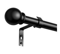 PeSenp Barra de cortina negra 81-238 cm, barra extensible de 16 mm con tapas redondas, barra de cortina de metal para visillos, dormitorio, salón, barra de cortina, color negro mate