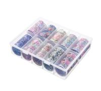 Pesfehhy 1 Caja/10 Rollos de Pegatinas con Estampado de Flores de Colores, Láminas para Uñas, Envolturas Estrelladas, Calcomanías de Transferencia, Decoraciones Artísticas para Uñas