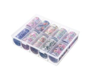 Pesfehhy 1 Caja/10 Rollos de Pegatinas con Estampado de Flores de Colores, Láminas para Uñas, Envolturas Estrelladas, Calcomanías de Transferencia, Decoraciones Artísticas para Uñas