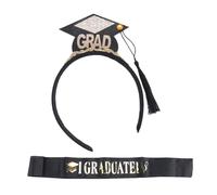 Pesfehhy 1 Juego de Diadema con Gorro de Graduación, Faja de Satén Graduada, Suministros de Decoración para Fiesta de Graduación 2024, Accesorios para Fotos, Minisombrero de Soltero