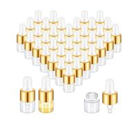 Pesfehhy 100 Piezas Mini Botella Cuentagotas de Vidrio A Granel Cuentagotas de Aceite Transparente Pequeños Recipientes de Muestra de Vidrio 1 Ml