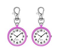 Pesfehhy 2 Relojes de Enfermera para Mujer, Reloj de Bolsillo de Cuarzo con Hebilla de Llave, Clip de Reloj Digital Colgante para Enfermeras, Médicos, Color