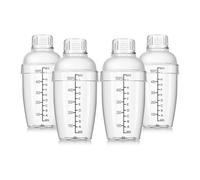 Pesfehhy 4 Piezas de Coctelera de Plástico, Mezcladora de Bebidas Manual, Coctelera con Báscula y Colador, Coctelera Transparente Superior con Medidas