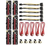 Pesfehhy 6 Piezas VER009 USB 3.0 PCI-e Riser Ver 009S Express 1X a 16X Extender Riser Adaptador Tarjeta SATa 15Pin a 6 Pin Cable de AlimentacióN