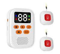 Pesfehhy Botón de Llamada Inalámbrico para Personas Mayores. Buscapersonas con Vibración y Botón de Llamada SOS para el Cuidado de Personas Mayores. Monitoreo de Ancianos.