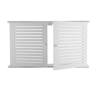 Pesfehhy Cajas de Almacenamiento de Enrutador WiFi InaláMbrico Caja de Madera Cable Soporte de Alambre Estante de Tablero de Enchufe para Colgar en la Pared - Puerta Doble