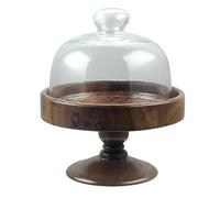 Pesfehhy Elegante Soporte para Tartas de Pie Alto con Cubierta de Vidrio - de Postre de Madera y Vidrio, para Dim Sum, para Pan M
