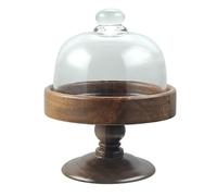 Pesfehhy Elegante Soporte para Tartas de Pie Alto con Cubierta de Vidrio - de Postre de Madera y Vidrio, para Dim Sum, para Pan S