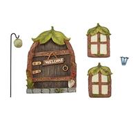 Pesfehhy Gnomo de Hadas en Miniatura Ventana y Puerta para el Hogar DecoracióN de áRboles Decoraciones de JardíN Ventanas y Luces Que Pueden Brillar en la Oscuridad
