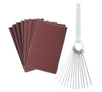 Pesfehhy Guitar Juego De Archivos De Tuerca De La Silla De Montar: 13 Archivos De Agujas Con Sección Transversal Circular Y 9 Piezas De Papel De Lija Plateado