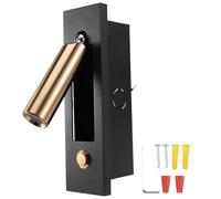 Pesfehhy Luces de Lectura, Luz de Pared para Cabecera, Luz de Lectura, Interruptor Empotrado, LáMparas de Pared para Sala de Estar, Dormitorio, Negro Dorado