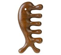 Pesfehhy Peine Masajeador de Madera para el Cabelludo,Herramienta de Acupresión con Peine de Dientes Anchos de Sándalo Verde, Herramientas Portátiles de Masaje de Madera para la Cara