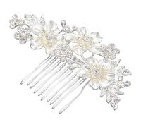 Pesfehhy Peine nupcial de la boda peine de imitacion de cristal de la vendimia joyeria del baile de graduacion patron de flores de accesorios para el cabello mujeres plata