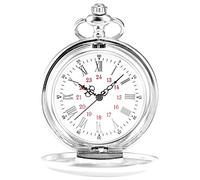 Pesfehhy Reloj de Bolsillo, Correa de Metal, Plateado