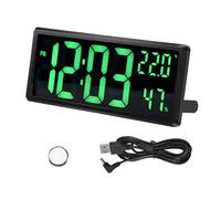 Pesfehhy Reloj de Pared Digital LED, Pantalla de DíGitos Grandes, Temperatura y Humedad Interior, para Granja, Hogar, Aula, Oficina, Verde