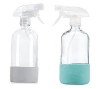 Pesfehhy Rociadoras de Vidrio Transparente con de Silicona, Botella VacíA Recargable para Soluciones de Limpieza, Rociador de Agua