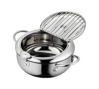 Pesfehhy Sartén Japonesa para Tempura con Termómetro y Tapa, Olla Profunda de Acero Inoxidable 304 para Cocina