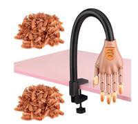 Pesfehhy Uñas Acrílicas Práctica Flexible Mano Falsa, Kits de Dedos Ajustables para Entrenamiento de Uñas, Manos de Uñas Postizas con Puntas de Uñas de 200 Piezas