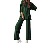 Peshoriadm Casual 2-Piece Loose-Fit Short Sleeve Top & Wide-Leg Pants Set With Pockets,Matching Outfit for Daily Wear (#8,2XL)