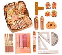 Pesoncarl 1 Set Capybara Case de lápiz, 9x6x2.4 Bolsa de lápiz de Abertura Ancha con Cremallera con Todas Las Cosas Lindas Lienzo Resistente
