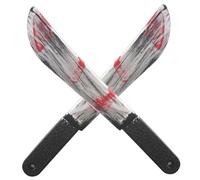 Pesoncarl 2 PCS Halloween Knife, accesorios de cuchillo de carnicero ensangrentado realistas, 2.2x15.7in de plástico juguete decorativo para fiesta, broma, cosplay, decoraciones, Halloween 2025
