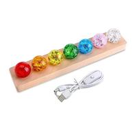 Pesoncarl 7 Uds bola de cristal luz LED de 7 colores con soporte de madera lámpara de bola de cristal luz orbe para meditación Yoga hogar para fiesta