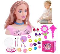 Pesoncarl Cabeza de muñeca para Peinado 35pcs/Set Simulated Styling Head Doll para niños Imaginativos y Maquillaje Aprendizaje Fewend Juguetes Play For Girls, Regals for Girls, Set 2, Toys