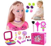 Pesoncarl Cabeza de muñeca para Peinado 35pcs/Set Simulated Styling Head Doll para niños Imaginativos y Maquillaje Aprendizaje Fewend Play Jugues para niñas, Regalos para niñas, Set 1, Juguetes