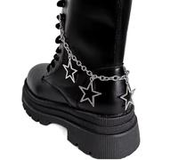 Pesoncarl Cadenas para Botas, dijes para Cordones de Zapatos con Estrellas Huecas, Elegante Cadena de Metal Y2K con Cierre, Accesorios de Bricolaje para Mujeres y niñas, Plateados