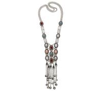 Pesoncarl Collares largos para mujer, collar tribal étnico bohemio, decoración retro vintage con diamantes de imitación, para novia, prometida, esposa, madre
