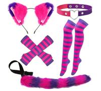 Pesoncarl Disfraz de mujer gata Lindo disfraz de mujer gata con orejas, peluda, calcetines, gargantilla y guantes Encantadores disfraces de Halloween para niñas y mujeres Fiesta de Halloween Cosplay