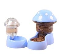 Pesoncarl Dispensador Comida para Gatos y dispensador Agua, alimentador automático para Perros con Forma Hongo, alimento para Mascotas para Perros pequeños y medianos, Cachorros Gatitos, Azul.