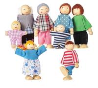Pesoncarl Dollhouse People 8 Figuras Familiares Muñecas de Madera Poseable Linda Casa de Muñecas Figuras de Personas Set para Niñas Niños Niños Pequeños Accesorios de Casa de Juguete