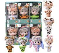 Pesoncarl Mini muñecas bebé con Ojos Grandes 3.2 Linda muñeca pequeña Realista de PVC con Trajes, Diadema y articulaciones móviles, Juguetes de Juego de Roles Seguros para niñas y niños, 6 Estilos