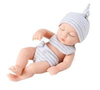 Pesoncarl Mini muñecas bebé, muñeca recién Nacida Realista Linda 7 Pulgadas, muñeca pequeña Vinilo Suave con Ropa a Rayas, Mini muñecas Silicona portátiles para Regalos niños.