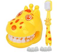 Pesoncarl Modelo Dientes para enseñar a niños, Modelo Dientes demostración Jirafa Dibujos Animados con Cepillo de, Juego Juego Dentista para niños Cultivo hábitos higiénicos.